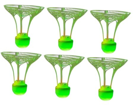 Wswqop 6 Palline da Badminton Illuminate a LED, in Nylon Leggero, Adatte per Parchi, dello Uso Interno, Verde