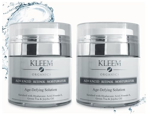 Crema Retinolo Anti-Età – Confezione da 2 – Crema Viso Notte Idratante con Retinolo, Acido Ialuronico e Vitamina E – Riduce Rughe e Linee Sottili, Combatte Macchie e Pelle Secca