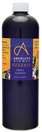 Absolute Aromas Organic Almond Sweet Oil 500ml - Pure, Natural, Cold-Pressed, Unrefined, Vegan and Cruelty-Free - Massage Base Oil and Moisturiser for Hair, Skin, Face and Nails