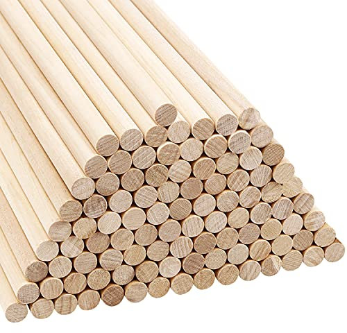 Belle Vous 100 Stück Holzstäbe Rund Natur Rundstab Holz – 18cm Stange Holz Holzdübel Set – Naturholz 12mm Holzstäbchen Rund Extra Lang Holzstäbe zum Basteln für DIY-Projekte, Deko Rundstäbe Holz