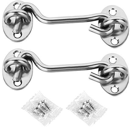 2 Pack Hook and Eye Latch Stainless Steel Heavy Duty Privacy Lock for Sliding Barn Door (3 Inch)