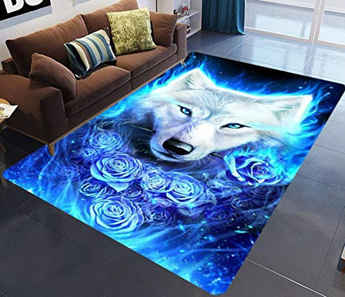 Teppich Wohnzimmerteppich Wolf Kurzflor Teppiche für Wohnzimmer Schlafzimmer Bettvorleger Outdoor Carpet Anti-Dirty Teppich Langlebig Teppich Kinderzimmer 80x160 cm