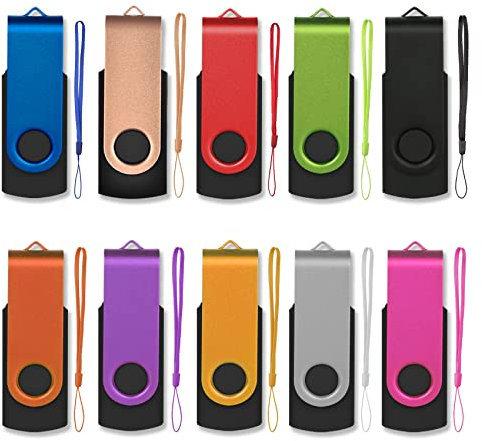 USB Sticks 8GB 10 Stück, AreTop Speicherstick 8GB Rotate Metall High Speed USB 2.0 Flash Drive (10 Farben)
