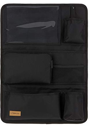 LÄSSIG Organisateur de siège arrière de Voiture Sac de siège arrière de Voiture à Suspendre Pliable 55 cm/Car Wrap-to-Go Black Edition