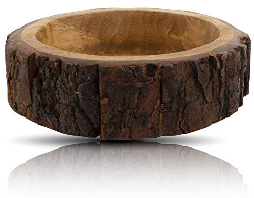 Beautiful Handmade 17 cms Decorative Wooden Snack Serving Bowl For Dry Fruits Chips Coffee Table Countertop Display Key Bowl Tableware Kitchen Living Room Home Decor Accents Dinnerware