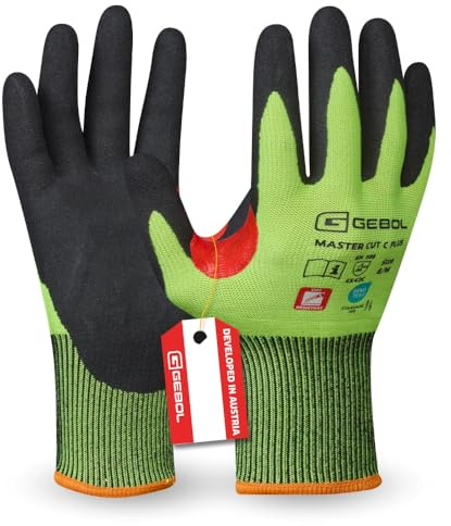 Gebol Master Cut C Plus, 1 Paar Schnittschutzhandschuhe mit Nitril-Beschichtung & Verstärkung für Herren, Schnittfeste Handschuhe Klasse C für Öl & Nässeschutz, XL (Gr. 10)