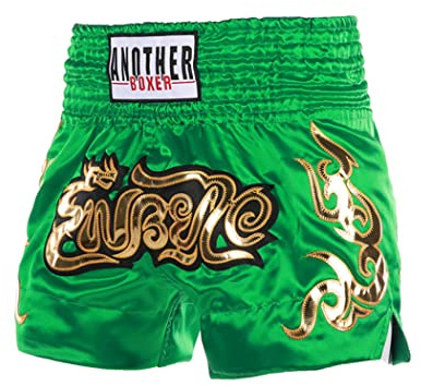 Muay Thai Fight Shorts Pantaloni Kickboxing MMA Competition Nuova Stampa Traspirante Mesh Sanda Trunks per Adulti e Bambini,Verde,M