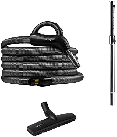 Housevac Set di accessori per la pulizia: un tubo di aspirazione centrale 10,5 m, un tubo telescopico con clip, una spazzola a doppia funzione per tappeti e parchetti