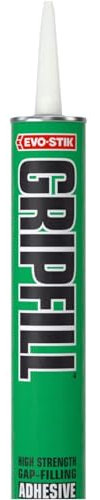 AMK® Evo Stik Gripfill Grab Adhesive 350ml High Initial Instant Multi Purpose Gap Filling Glue Construction Wood Metal Plastic Plasterboard Tile Stone Interior Exterior Strong Bond Cartridge