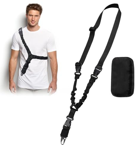 Sangle Tactique Nylon, Élingue Tactique à Point, Sangle de Sport Réglable, Convient pour Les Voyages, Divers Sports de Plein Air, La Pêche, avec 1 Épaulière Antidérapante