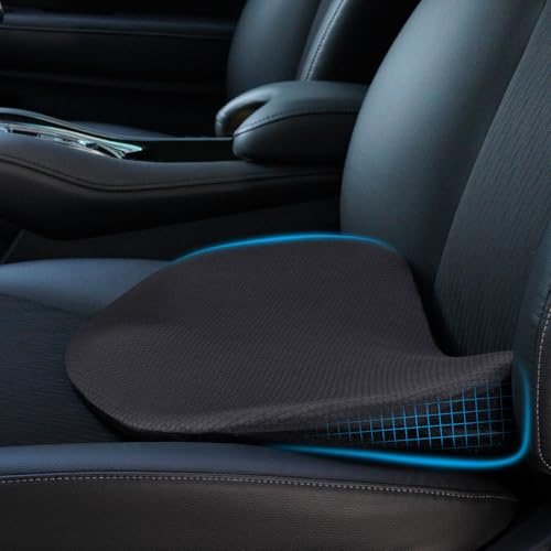 Ainiv Coussin de Siège de Voiture en Mousse à Mémoire, Coussin Voiture Conducteur, Coussin Coccyx Correcteur D'assise, pour Chaise, Bureau, Fauteuil, Noir