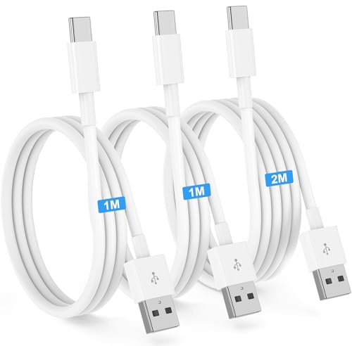 USB to USB C Charger Cable Fast Charging for IPhone 15/16/17,3Pack [1M+1M+2M] Apple USB C Carplay Cable Type C Car Charger Cord for iPhone 16 15 17 Pro Max/16 15 Plus/17 Air/17E,iPad,Samsung S25 S24