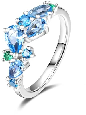 FANCIME Wisteria viskande ringar vitguld pläterad sterlingsilver flera ädelstensslipade födelsedag bröllop fest mors dag examen fint smycke present till kvinna brud brudtärna