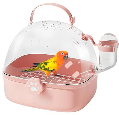 Qkbuza Vogeltransportbox | PVC Reisekäfig Für Hamster Mit Trinkflasche | Atmungsaktive Tier Transportbox Für Nymphensittiche Chinchillas Unzertrennliche Wellensittiche | Sperling Igel Sittiche Und