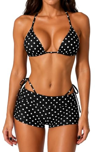 Navneet Women 3 Piece Bikini Set Polka Dot Bikini With Shorts Sexy Bikinis