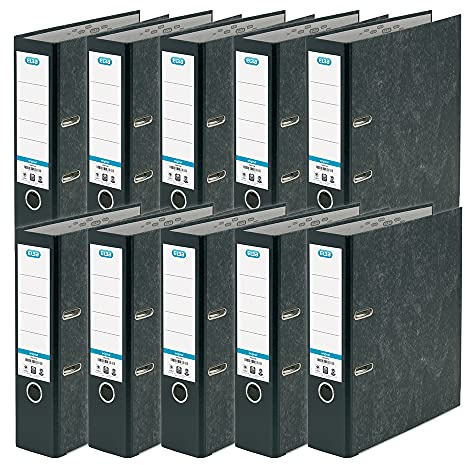 Elba A4 Lever Arch Files, Black Cloud Effect, Durable Matt Paper-on-Board Filing Folders, 80 mm Spine Holds Up to 560 Sheets, Pack of 10