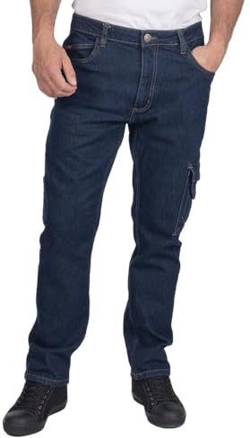 Lee Cooper LCPNT239 Ropa de trabajo hombre Seguridad Vaqueros de carpintero Stretch Pantalones de trabajo, Azul, 34W / 31L
