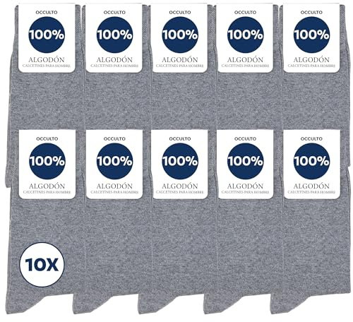 Occulto Herren 100% Baumwolle Socken 10-20er Pack (Modell: Ingo) 43-46 10 Paar | Grau