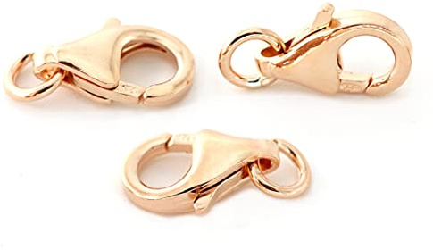 NaturSchatulle Karbinlås silver 925 18K roséguld I 3 stycken smyckeslås 10 mm karbinhake kedjelås pyssel smyckestillverkning