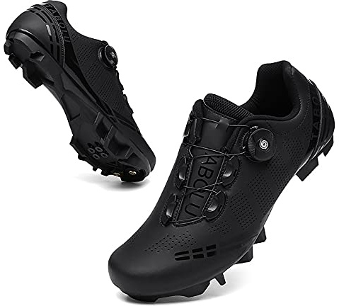 Fahrradschuhe MTB Herren,Rennradschuhe Damen,Radschuhe Kompatible SPD/SPD-SL Lock System Mountainbike Schuhe,Schwarz,38