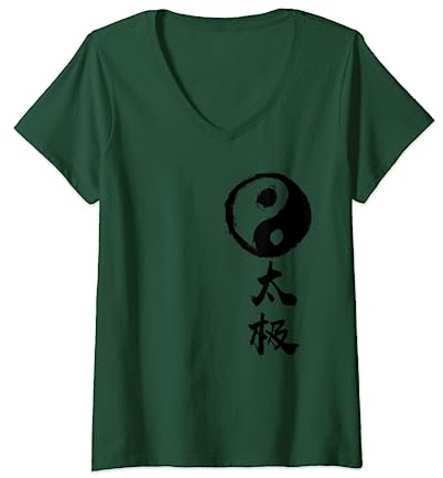 Ying Yang Tai Chi Chuan Graphic T-Shirt avec Col en V