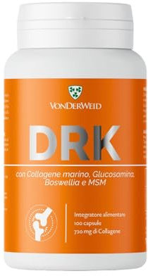 Vonderweid - DRK ARTICOLAZIONI | Capsule di Collagene Marino Idrolizzato con Glucosamina - MSM - Boswelia e Rosa Canina | Integratore Collagene Alto Dosaggio per Articolazioni Cartilagine Ossa | 160g