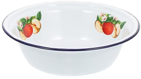Operitacx Emaille Schalen Becken Vintage Suppe Basins Obst Salat Schüssel Runde Servierschalen Gemüse Obst Obst Container Küchengeschirrwerkzeuge ( Apfel )