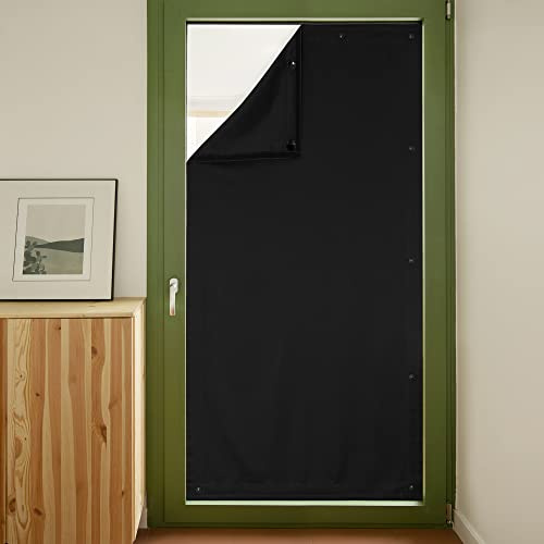 NICETOWN Blackout Shades Portable Window Nursery Curtain with Suction Cups & Sticky Strips for Travel/RV Camper, Temporary Window Cover for Kids Baby Bedroom - 45 x 78, Black, 1 Pack