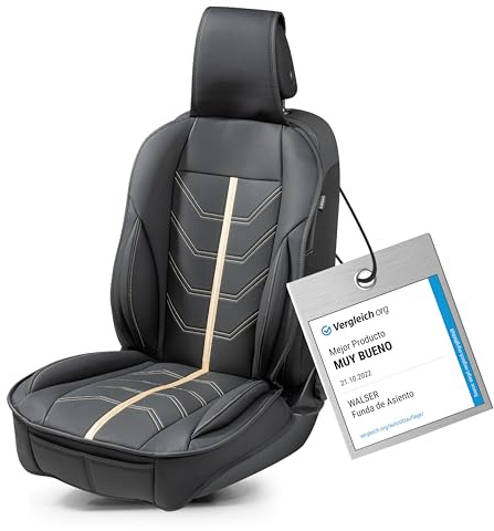 Walser Premium Sitzauflage Auto Kimi, Sitzschoner Auto schwarz/Gold, Vergleichssieger* Auto Sitzauflagen, Sitzbezug Auto Vordersitze, Schonbezug Autositz, Autositzauflage Vordersitze PKW/LKW