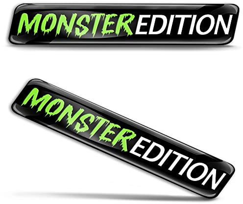 Biomar Labs 2 x 3D Gel Silikon Aufkleber Monster Edition Badge Grün Stickers Autoaufkleber Auto Motorrad Fahrrad Fenster Tür Laptop KS 175