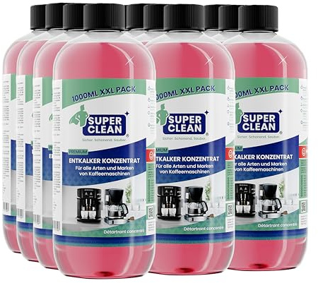 SUPER CLEAN 12 × 1 L Universal avkalkare kaffemaskin – Flytande – För alla maskiner & märken – 120 × avkalkning – Effektiv flytande avkalkare för kaffemaskiner, vattenkokare & duschar