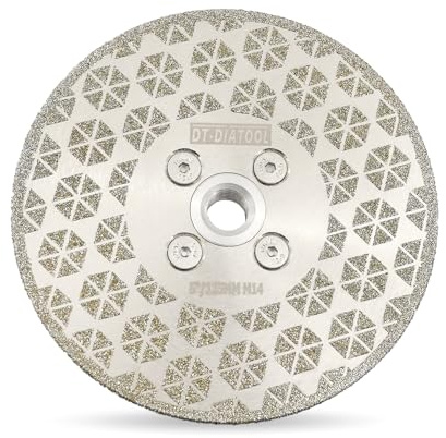 DT-DIATOOL Disco diamantato per taglio e smerigliatura, 125 mm x M14, flangia con filettatura singola elettrolitica, lama diamantata per granito, marmo e piastrelle in pietra naturale