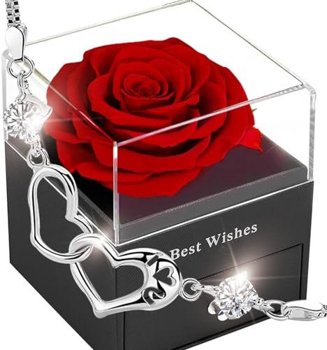 Ewige Rose Geschenkbox Rot,Infinity Rosen, Romantisch Konservierte Rose,Echte Eternal Blumen Für Frauen Women Ehefrau Muttertag Valentinstag Birthday Verlobung Hochzeitstag Jubiläum Christmas Gifts