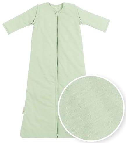 MEYCO Baby Slub Sac de Couchage (avec Manches Amovibles, Respirant, idéal pour l'hiver, 90 cm, 2,5 TOG), Soft Green