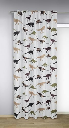 KAMACA Rideau occultant avec motif pour chambre d'enfant - Rideau occultant avec passants cachés et galon fronceur - Rideau thermique (Dino (H x l 245 x 135 cm)