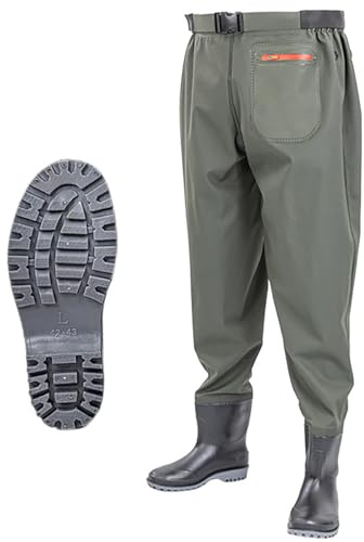 Waist Wading Pants, Hip Waders, Waterproof Outdoor Fishing Hunting Waist Waders with Boots, Wading Shoes for Men and Women,for Fly Fishing,Duck Hunting,Kayaking,D-41