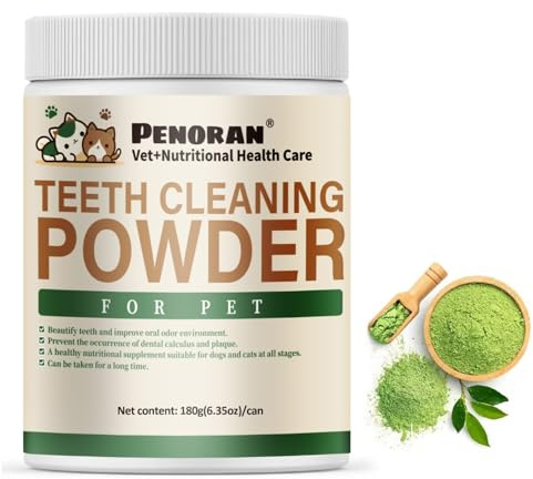 Éliminateur de Tartre et Mauvais Souffle, Nettoyant Dentaire 100% Naturel et Éliminateur de Plaque - Poudre pour Chiens et Chats 180g - Recommandé Vétérinaire