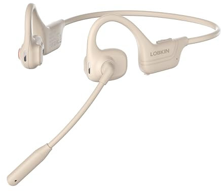 LOBKIN Auriculares Conducción Aérea, Auriculares Bluetooth de Oído Abierto con Micrófono de Cancelación de Ruido para Office, Llamadas y Reuniones (Blanco)