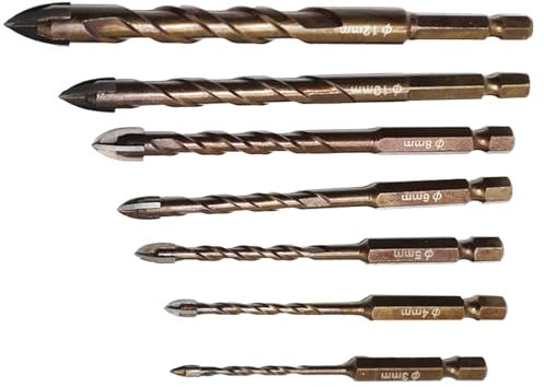 Brocas Para Concreto De Mampostería | Brocas Para Albañilería Y Ladrillo,Juego De 7 Con Punta De Precisión Para Martillo, Aluminio, Granito, Pladur, Cerámica Y Porcelana