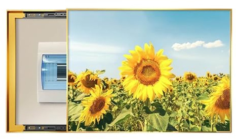 HSOQN Living Room Distribution Box Hanging Picture Sliding Type Wall Mounted Electrical Panel Cover Suitable for Entrance Halls (C,80x60cm)