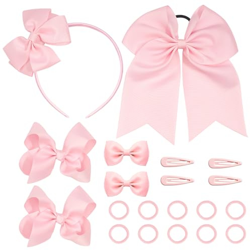 Lot de 20 Accessoires Cheveux Fille, Pinces à Cheveux, Bandeau, Élastiques Rose pour Enfants, Adolescents, Anniversaire et Noël