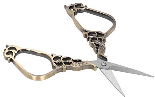 OEBUAFI Tijeras de Coser de Acero Inoxidable, Tijeras para Bordar y Manualidades con Diseño de Ciruela Vintage, Ergonómico para Corte de Precisión, Herramienta de Costura Compacta de 12 (Bronce)
