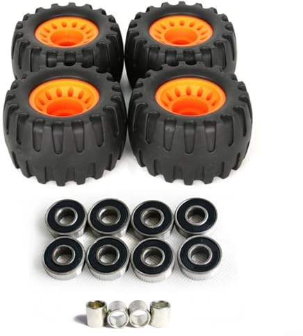 Alanmoship 4 ruedas todoterreno para longboard de 76 x 45 mm, plástico absorbente de golpes con rodamientos y bujes para senderos resistentes, parques, campus desplazamientos (negro)
