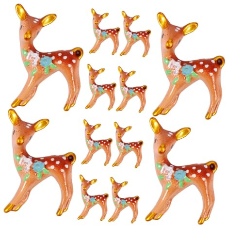 SOIMISS Lot de 12 Figurines de Renne en Résine pour Maison de Poupée, Décorations Miniatures pour Jardins Féeriques et Bonsaïs, Accessoires Créatifs DIY pour Fêtes et Loisirs Manuels,