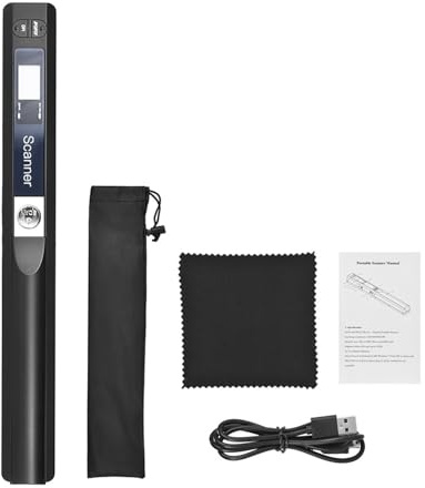 Dokumentskanner, Bärbar handhållen stav trådlös skanner, A4-storlek 900DPI JPG/PDF-format LCD-skärm Typ-C-gränssnitt med skyddsväska(Zwart)