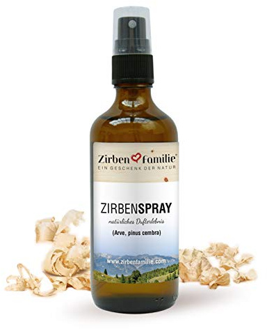Zirben Familie® ZirbenSpray 100ml | 100% naturbelassenes Raumspray aus Zirbe | Raumerfrischer aus Ätherisches Öl | für einen einzigartigen Raumduf
