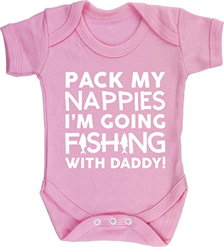 Hippowarehouse Pack my nappies I'm going fishing with daddy baby vest bodysuit (short sleeve) boys girls
