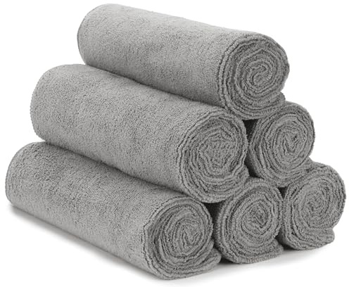 S&T INC. Microfiber Gym Towels, Yoga Towel for Home and Gym Bag, 16 Inch x 27 Inch, 6 Pack