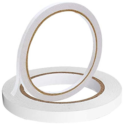 iJiZuo 2 Rollos Cinta de Doble Cara, Juego de Cinta Adhesiva Fuerte, Cinta Doble Cara Scrapbooking, 5 mm x 20 m + 8 mm x 20 m, para Costura, Manualidades, Trabajo Manual