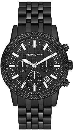 Michael Kors Herren Quartz-Multifunktion Armbanduhr, 38.00mm GehäusegröÃŸe mit schwarz analog Zifferblatt und schwarz Metallarmband Armband MK9089